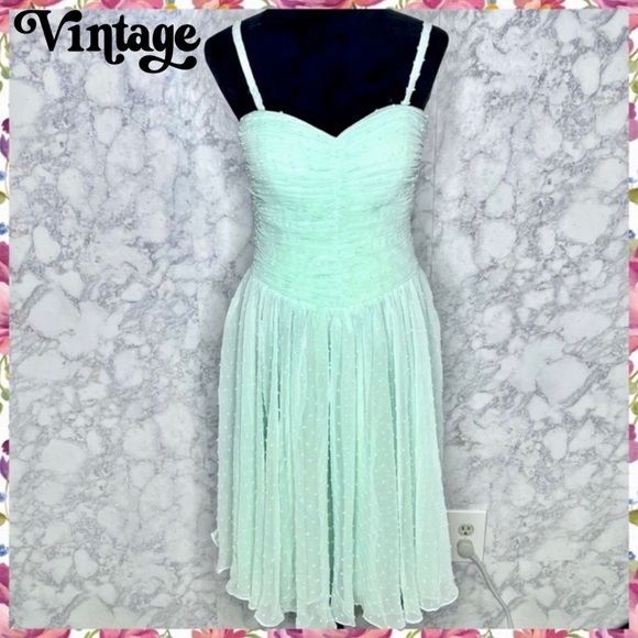 Vintage Dresses & Skirts - JEANIE Vintage Swiss Dot Removable Strap 2 Way Dress Women’s Medium